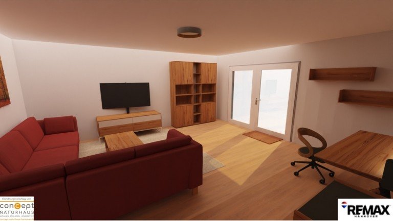 Wohnzimmer_mit_Einrichtung Hagenburg Erdgeschosswohnung Gestalten sie Ihr neues Zuhause direkt am Steinhuder Meer!