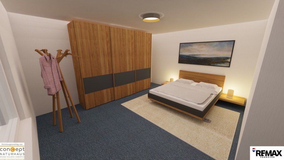 Schlafzimmer mit Einrichtung Erdgeschosswohnung Hagenburg