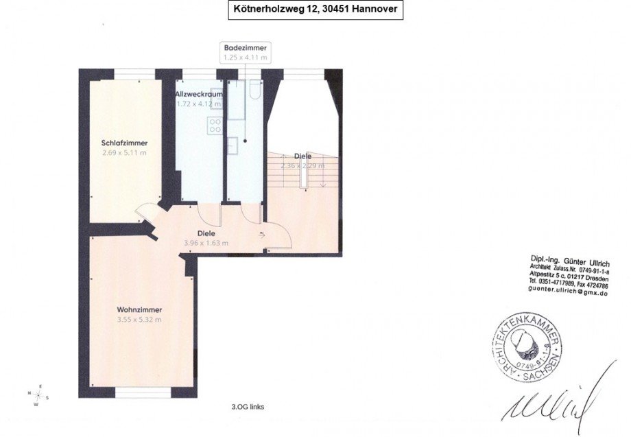 Grundrisse A 3OG links Mehrfamilienhaus Hannover / Linden-Nord