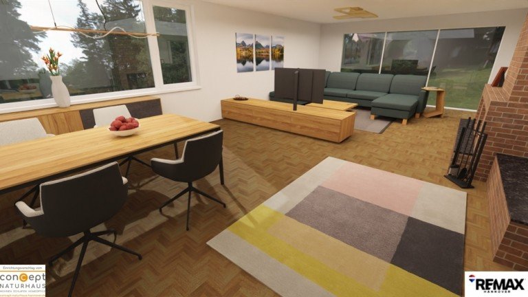 Wohnzimmer mit Einrichtung Hagenburg Erdgeschosswohnung Ferienwohnung als Kapitalanlage direkt am Steinhuder Meer! Gestalten Sie Ihr Feriendomizil