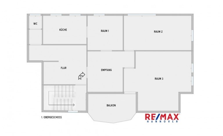 Grundriss Hannover B�rofl�che VERMIETUNG: B�ror�ume in Vahrenwald110 m� | 990 EUR kalt | 4 R�ume inkl. K�che