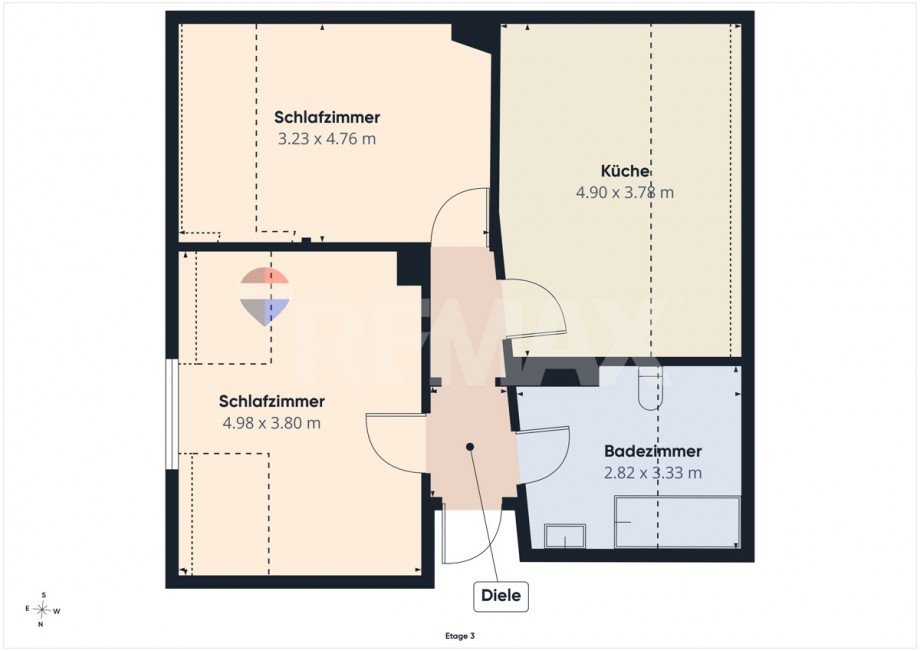 Grundriss Beispielwohnung 3 Etagenwohnung Hannover / Vahrenwald