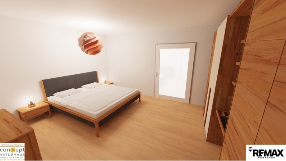 Schlafzimmer_mit_Einrichtung Erdgeschosswohnung Hagenburg