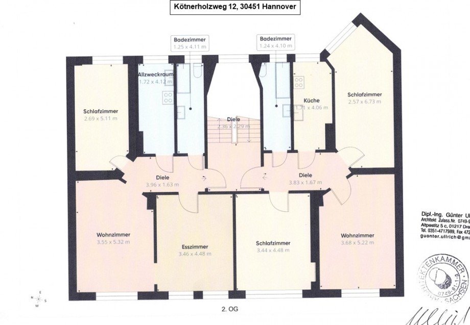 Grundrisse A 2OG Mehrfamilienhaus Hannover / Linden-Nord