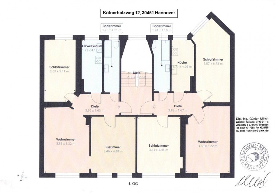 Grundrisse A 1OG Mehrfamilienhaus Hannover / Linden-Nord
