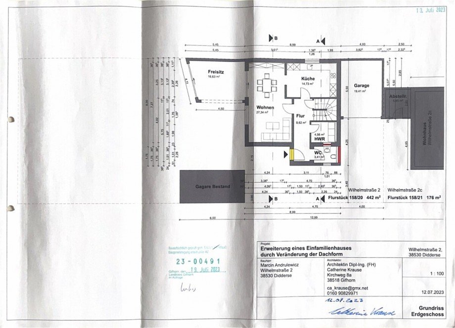 Grundriss EG gr. Haus Einfamilienhaus Didderse