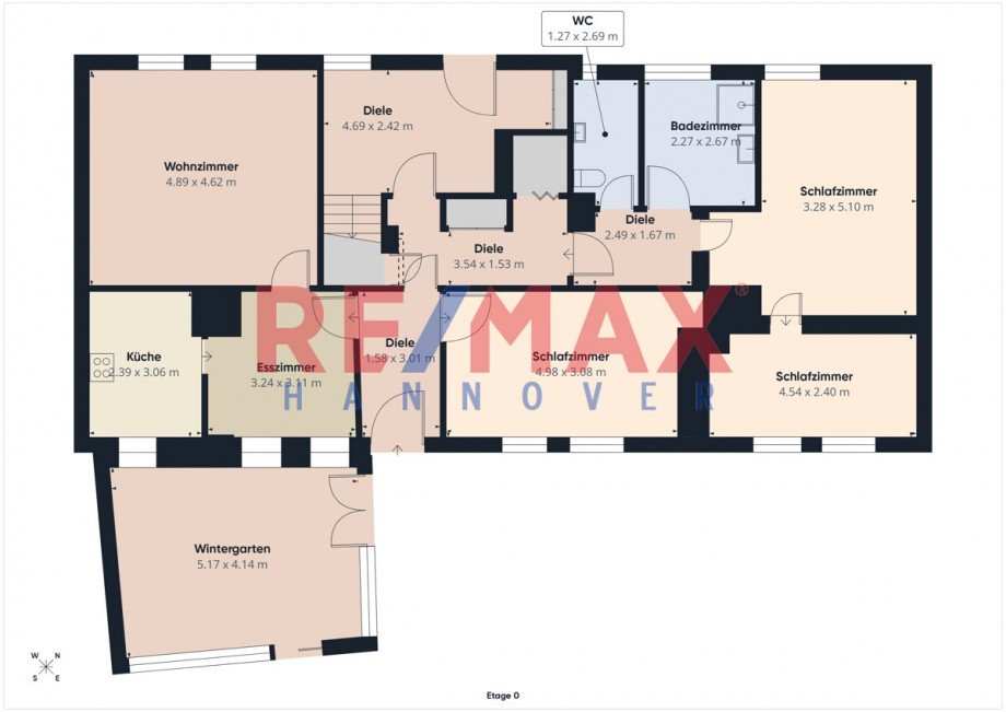 Grundriss EG Mehrfamilienhaus Gro� Fl�the