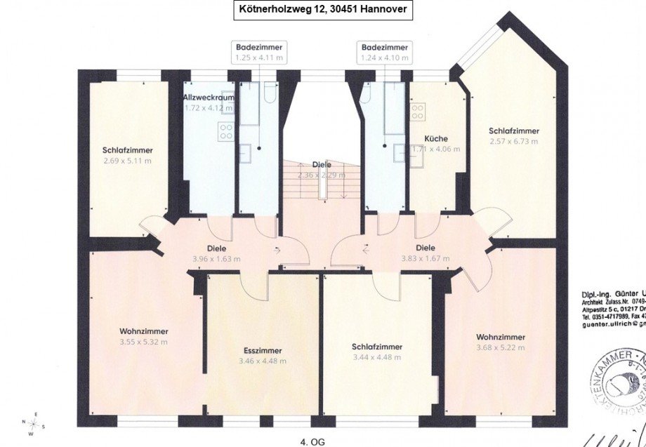 Grundrisse A 4OG Mehrfamilienhaus Hannover / Linden-Nord