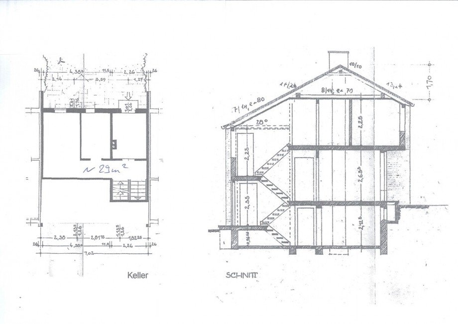 Grundriss Keller Schnitt Reihenmittelhaus Hemmingen